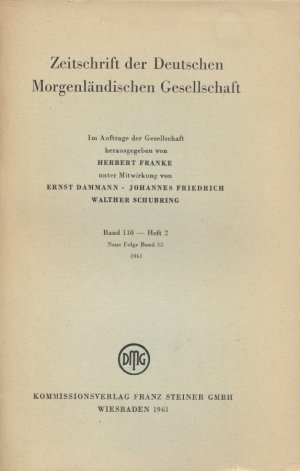 Zeitschrift der Deutschen Morgenländischen Gesellschaft. Band 110 - Heft 2