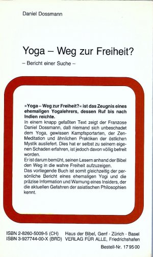 gebrauchtes Buch – Dossmann, Daniel – Yoga - Weg zur Freiheit? Bericht einer Suche