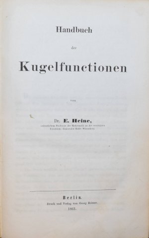 Handbuch der Kugelfunctionen.