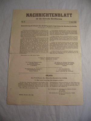 Nachrichtenblatt für die deutsche Bevölkerung, 9.5.1945