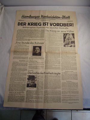 Hamburger Nachrichtenblatt der Alliierten Militrärregierung, 9.5.1945, der Krieg ist vorüber!