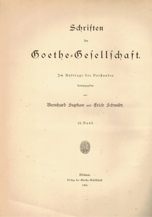 antiquarisches Buch – Suphan / Schmidt – Schriften der Goethe-Gesellschaft - Band 19