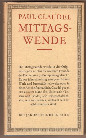 Mittagswende. Nach der französischen Dichtung, Deutsch von Roman Woerner.