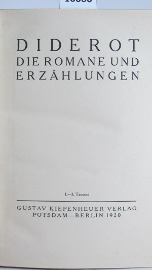 antiquarisches Buch – Denis Diderot – Romane und Erzählungen