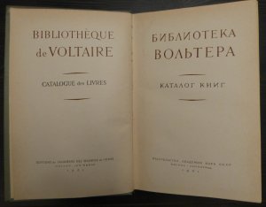 Bibliothèque de VOLTAIRE. Catalogue des Livres.