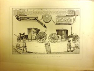 gebrauchtes Buch – Kutschenbau im 18 Jahrhundert) – "Abbildung des Zürnerischen Geometrischen Wagens" nach dem Originalstich von Schramm, Dresden  1726. Zinkographie der Reichsdruckerei, Berlin von 1885. Original-Druck im Format von 24x31 cm. V.a. an den Rändern stark lädiert.