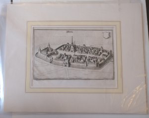 AUS DER TOPOGRAPHIA GERMANIAE - SEHR SCHÖN ERHALTEN - MIT PASSEPARTOUT -Kupferstich von Werl / Werle - 1647