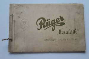 Heraldik. Chocolat Cacao Dessert. Sammelbilderalbum um 1931. OKart. m. goldgepr. Tit. und blindgepr. „Rüger Hansi“ (Markenfigur seiner Produkte),