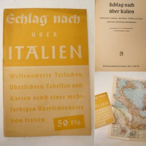 antiquarisches Buch – Bibliographisches Institut AG Leipzig – Schlag nach über Italien. Wissenswerte Tatsachen, Übersichten, Tabellen und Karten * mit der farbigen Ü b e r s i c h t s k a r t e