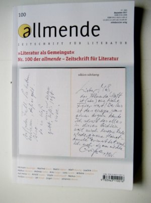 allmende 100 - Zeitschrift für Literatur - 37. Jahr Dezember 2017