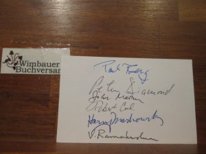 gebrauchtes Buch – Harry Markowitz, Paul Berg – Autographed Card 6 Nobel Prize Winners // Autogramm Autograph signiert signed signee