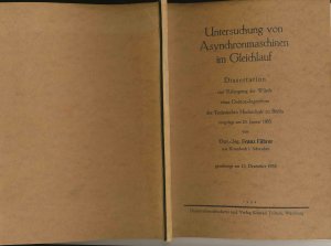 antiquarisches Buch – Franz Führer – Untersuchung von Asynchronmaschinen im Gleichlauf