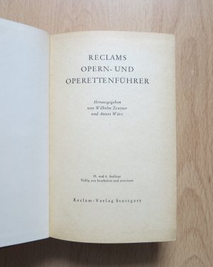 antiquarisches Buch – Wilhelm Zentner – Reclams Opern- und Operettenführer