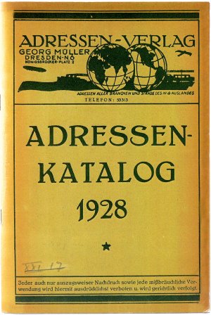 Adressen-Katalog 1928 & Nachtrag zum Adressen-Katalog 1928.