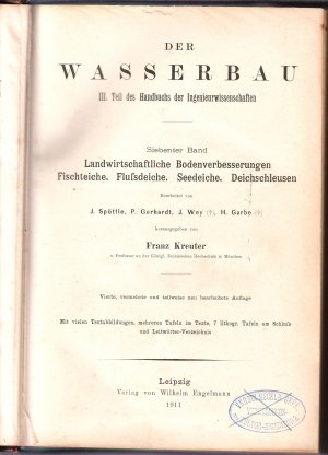 Der Wasserbau, III. Teil des Hdb. d. Ingenieurwissenschaften