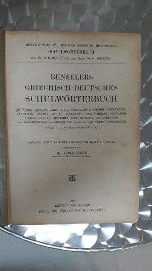 antiquarisches Buch – Benseler, Dr. G – Benselers Griechisch-Deutsches Schulwörterbuch