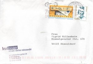 Brief mit 2 Briefmarken Bundesrepublik Deutschland : Bund 5 + 2295 - Automatenmarke Briefkasten Wert: 0,10 € / Annette von Droste-Hülshoff