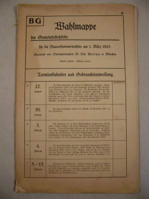 komplette unausgefüllte Wahlmappe für die Bauernkammerwahlen 1925