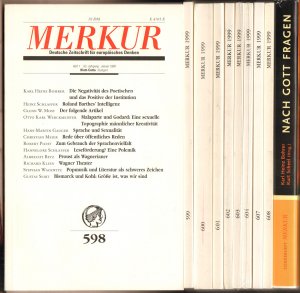 Merkur. Deutsche Zeitschrift für Europäisches Denken. 53. Jahrgang, 10 Hefte, darunter Doppelheft 3/49/10 (598-608 Jan.-Dez.; so komplett).