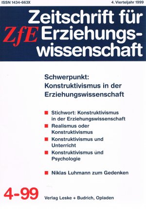 gebrauchtes Buch – Zeitschrift für Erziehungswissenschaft 4/1999: Konstruktivismus in der Erziehungswissenschaft