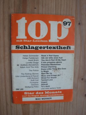 gebrauchtes Buch – top Schlagertextheft Nr.97 - mit farbiger Autogrammkarte Max Werner