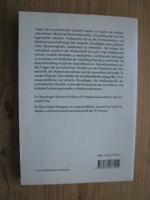 gebrauchtes Buch – Bucher, Hans-Jürgen – Qualität im Journalismus: Grundlagen - Dimensionen - Praxismodelle