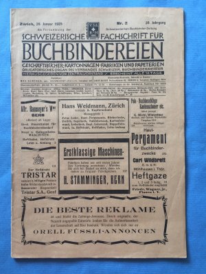 Schweizerische Fachschrift für Buchbindereien, Geschäftsbücher-, Kartonagenfabriken und Papeterien 1929 - 1940