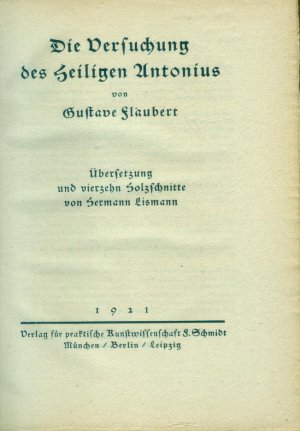 Die Versuchung des Heiligen Antonius ; Übersetzung + 14 Holzschnitte von Hermann Lismann