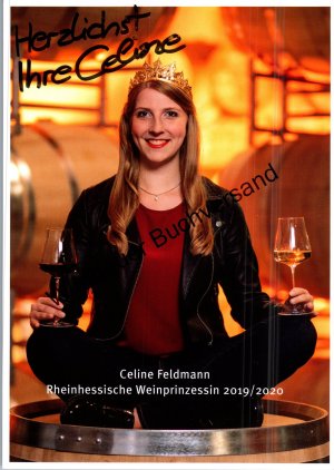 gebrauchtes Buch – Celine Feldmann – Original Autogramm Celine Feldmann Rheinhessische Weinprinzessin 2019 2020 /// Autogramm Autograph signiert signed signee