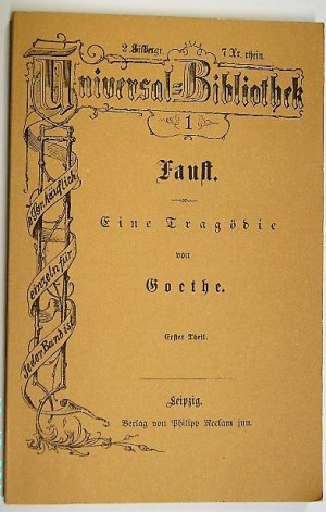 Faust  - Eine Tragödie von Goethe. Erster Theil