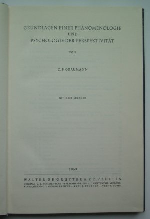 Grundlagen einer Phänomenologie und Psychologie der Perspektivität