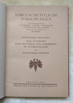 antiquarisches Buch – Waldemar Ginters – Das Schwert der Skythen und Sarmaten in Südrussland. Vorgeschichtliche Forschungen, 2. Band, 1. Heft