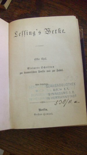 kleinere Schriften zur dramatisierten Poesie und zur Fabe.l Erste Abteilung