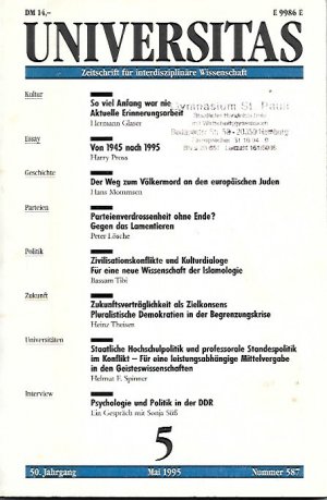 Universitas  - Zeitschrift für interdiszilinäre Wissenschaft. 50. Jahrgang, Mai 1995, Nummer 587.