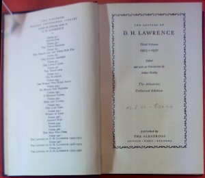 The letters of D. H. Lawrence. Third Volume 1923-1930