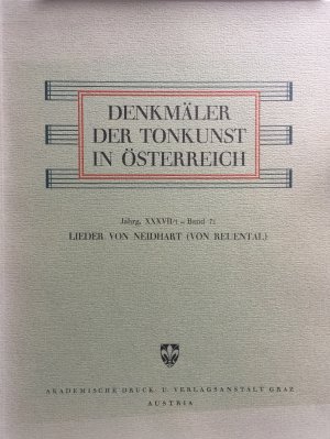 antiquarisches Buch – Wolfgang Schmieder+Edmund Wiessner – Denkmäler der Tonkunst in Österreich, JahrgangXXXVII/1 - Band 71 Lieder von Neidhart (von Reuental)