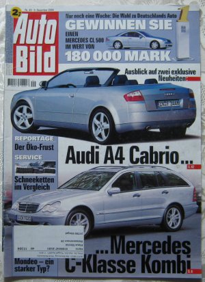 Autobild. Nr. 49, 2000 Audi A4 Cabrio Mercedes C-Klasse Kombi Inhaltsverzeichnis