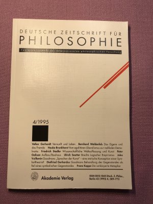 gebrauchtes Buch – Deutsche Zeitschrift für Philosophie. Band 43, 1995 Heft 4