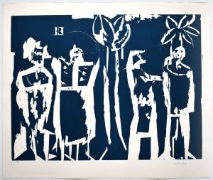 Bayrischer Schulfunk. [1967]. [Signierter Original-Farbholzschnitt / signed original color woodcut].