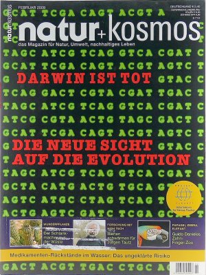 natur + kosmos, das Magazin für Natur, Umwelt, nachhaltiges Leben. Ausgabe 2/2009. [Ansichten:  Tanz der Hungerleider (die Graureiher des Dietmar Nill). Politik: Projekt Zukunft: Solarlampen für Kenias Fischer. Zukunftsfähiges Deutschland: Der Globalisierungsanalytiker Wolfgang Sachs fordert einen stärkeren Staat. Fische im Abseits: Hammer des Monats für den EU-Fischerei-Kommissar Joe Borg. Wunderpflanze Hoodia: Der Schlankmacher aus der Wüste.  Natur + Wissen: Die neue Sicht auf die Evolution: Was Darvin noch nicht wissen konnte. Scharf geschossen: Wer ist Europäischer Naturfotograf 2008? Menschen + Meinungen: Te bee or not to bee, das ist hier die Frage: Der Bienenforscher Jürgen Tautz und der Bio-Imker Michael Grolm kämpften um das Üeberleben der kleinen Bestäuber. "Die Autos von morgen sehen anders aus": Gerhard Heilmaier fordert clevere Lösungen für die Mobilität der Zukunft. Gisele Bündchen, Time Squeare, Beifang, Stradivari, Meeresschnecken, Riesenteleskop, Lemminge,Winkerkrabbe. Aktion des Monats: Eine grüne Welle erfasst unseren Planeten. Astronomie: Der Sternenhimmel im Februar.  Kunst + Kultur: Wilde Tiere handzahm: Der Künstler Guido Daniele verwandelt Hände in Adler, Zebra, Fisch, Schwan oder Uhu. Verbraucher + Gesundheit: Auf Widerschmecken: Ein Plädoyer für echten Geschmack. Das ungeklärte Risiko: Stetig tropfen, fließen, strömen Medikamente in unser Wasser, mit unabsehbaren Folgen. Aussichten: "Das hat mich echt gejuckt": Interview mit dem Oberrheingraben über das Badnerlied, seine empfindliche Schulter und ungenutzte Möglichkeiten.]