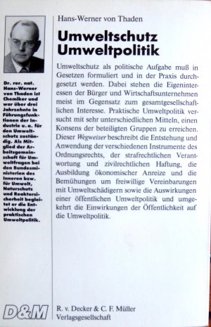 gebrauchtes Buch – Thaden, Hans W von – Umweltschutz - Umweltpolitik - Gesetzliche Grundlagen - praktische Durchsetzung