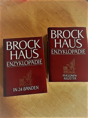 Brockhaus Enzyklopädie in 24 Bänden + Bd. 25: Personenregister, in Ledereinband und Pappschutzhülle (ISBN 9783161564109)