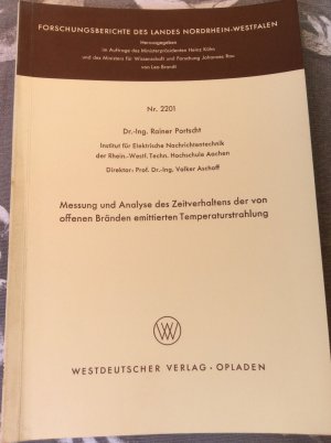 Messung und Analyse des Zeitverhaltens der von offenen Bränden emittierten Temperaturstrahlung (Forschungsberichte des Landes Nordrhein-Westfalen Nr. […]