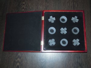 gebrauchtes Spiel – Tic Tac Toe Spiel  Glassteine in Holzbox