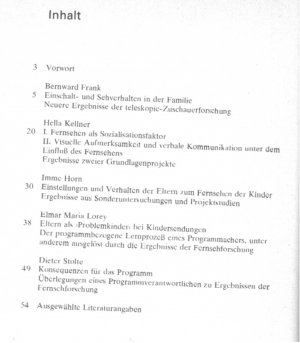 Familie und Fernsehen;  neueste Ergebnisse der Fernsehforschung und deren Konsequenzen für die Programmarbeit [+ 2 weitere Titel zum Thema]