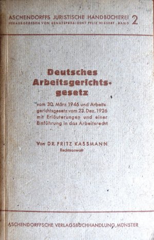 antiquarisches Buch – Fritz Kassmann – Deutsches Arbeitsgerichtsgesetz