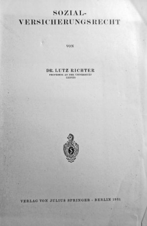 antiquarisches Buch – Lutz Richter – Sozialversicherungsrecht