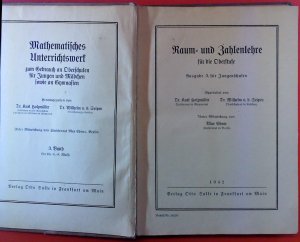antiquarisches Buch – Holzmüller - Von der Seipen – Raum- und Zahlenlehre. Dritter Band. Ausgabe A.