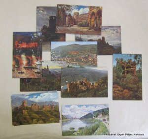 11 farbige Ansichtskarten mit Motiven aus Heidelberg nach Ölgemälden von Heinrich Hoffmann