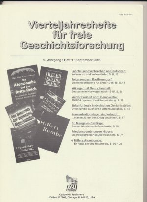 Vierteljahres.hefte für freie Geschichts.forschung 9.Jg. / Heft 1/ September 2005